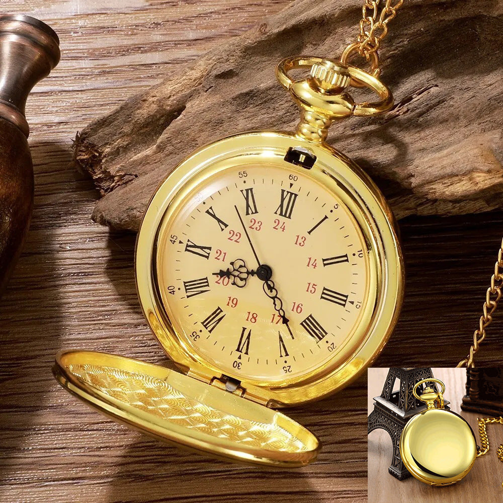 Retro Flip Pocket Watch with Quartz Movement