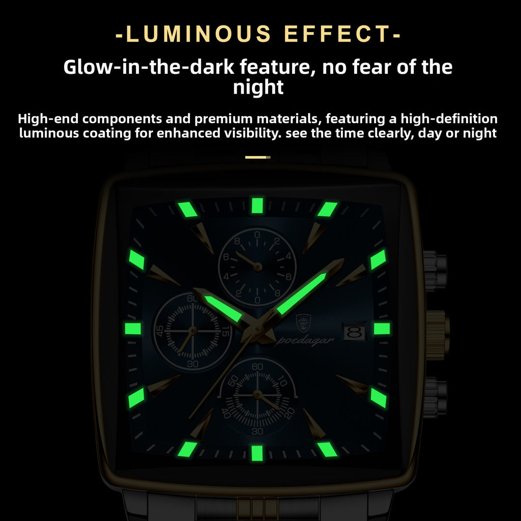 Multifunctional business square men's watch