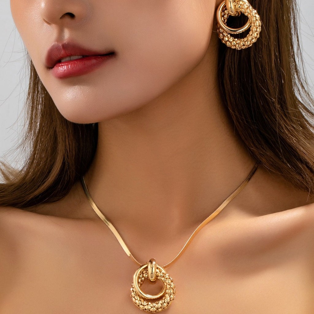 Gold Snake Chain Necklace Earrings