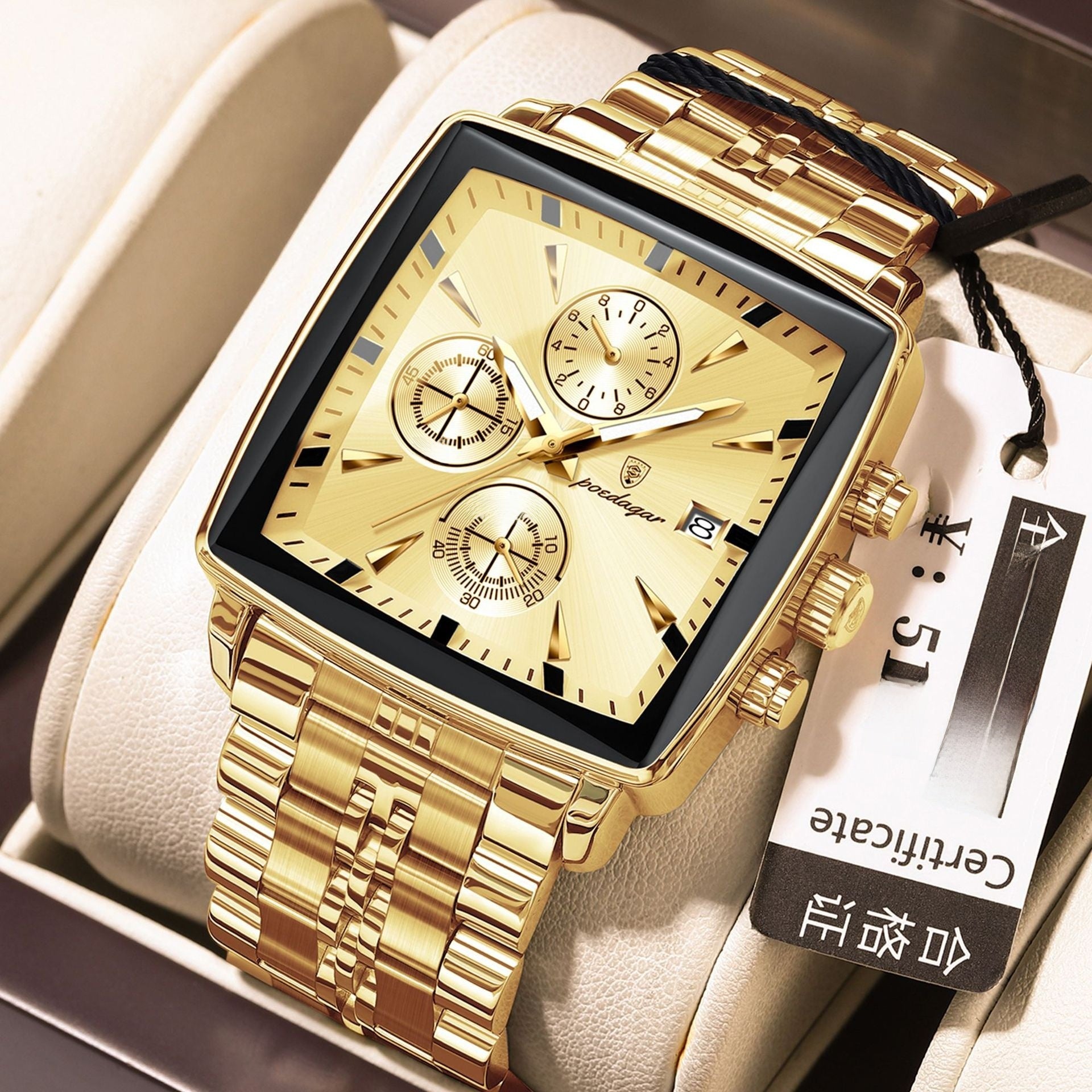Multifunctional business square men's watch