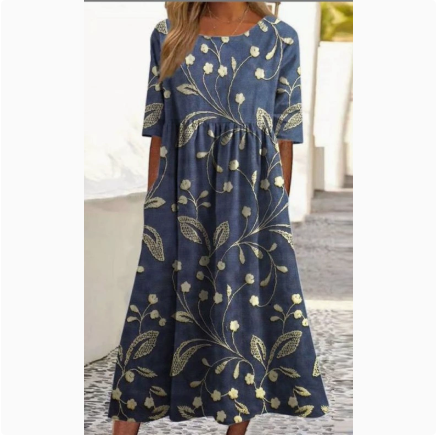 Geometric Print Loose Patchwork Dress