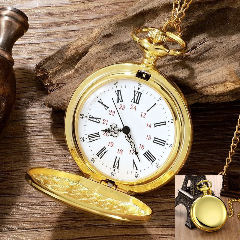 Retro Flip Pocket Watch with Quartz Movement