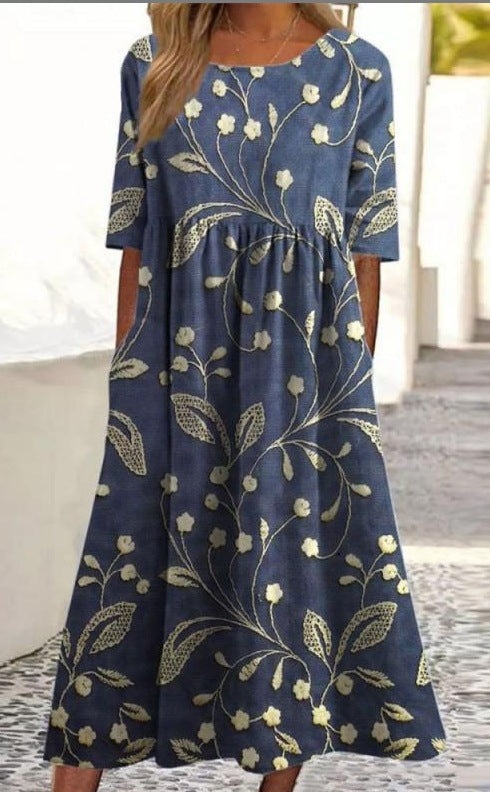 Geometric Print Loose Patchwork Dress