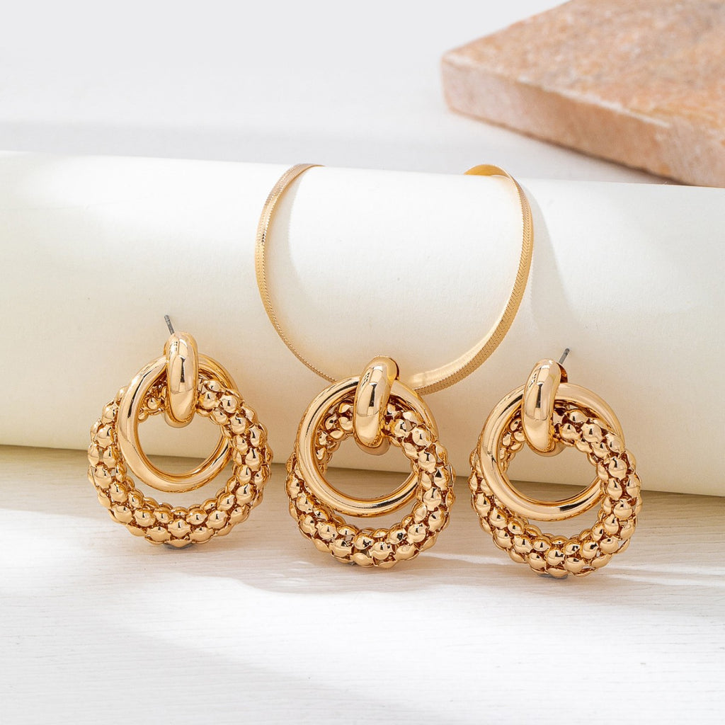 Gold Snake Chain Necklace Earrings