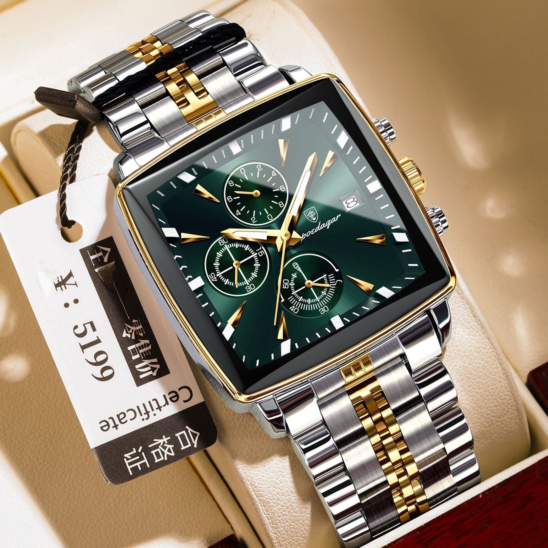 Multifunctional business square men's watch