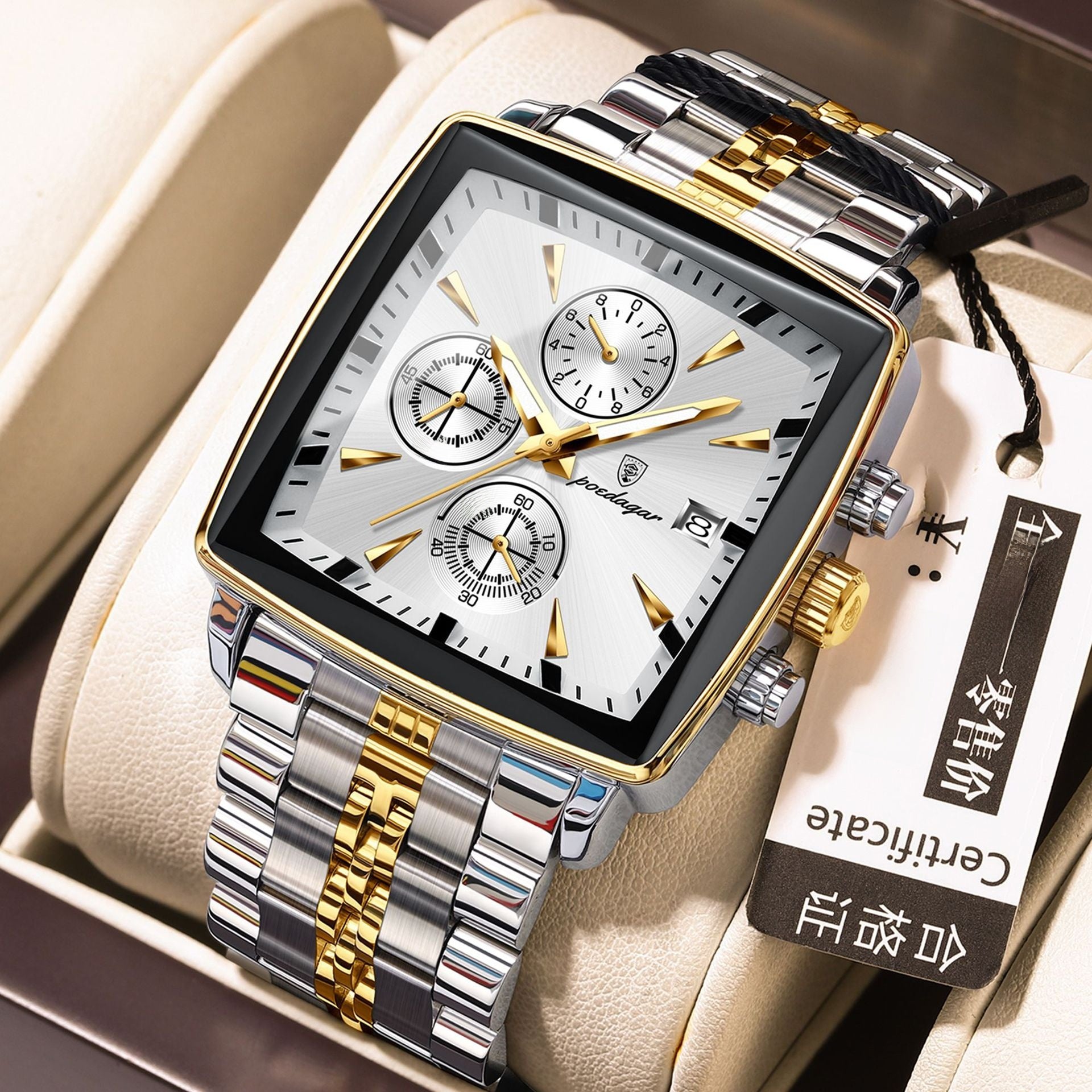 Multifunctional business square men's watch